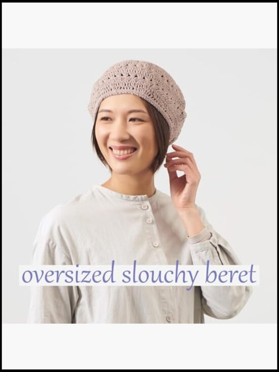 Hand Knit 100% Cotton Crochet Beret Hat - Bohemian Style Summer Beanie Unisex main image 5